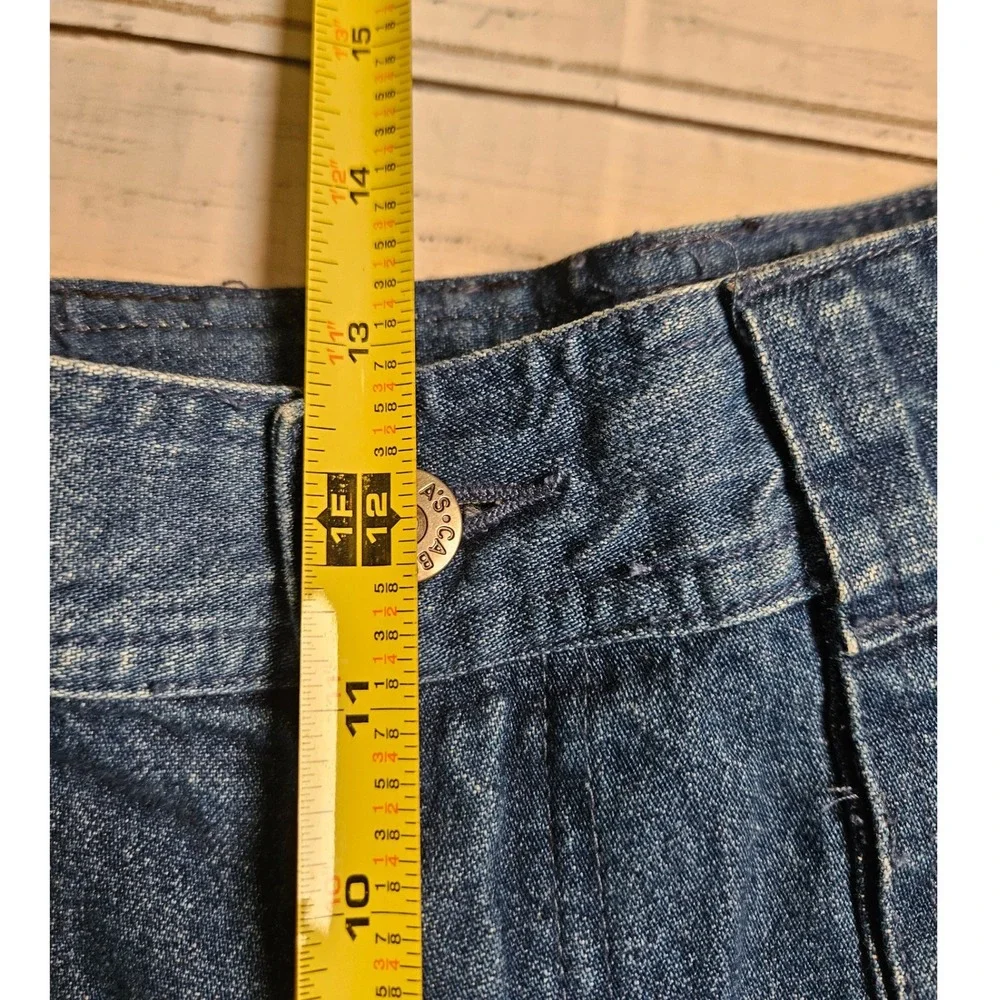 Cabelas Hiker Vintage High Waisted Cargo Jeans Wide Leg Denim Blue Pleated Sz 10